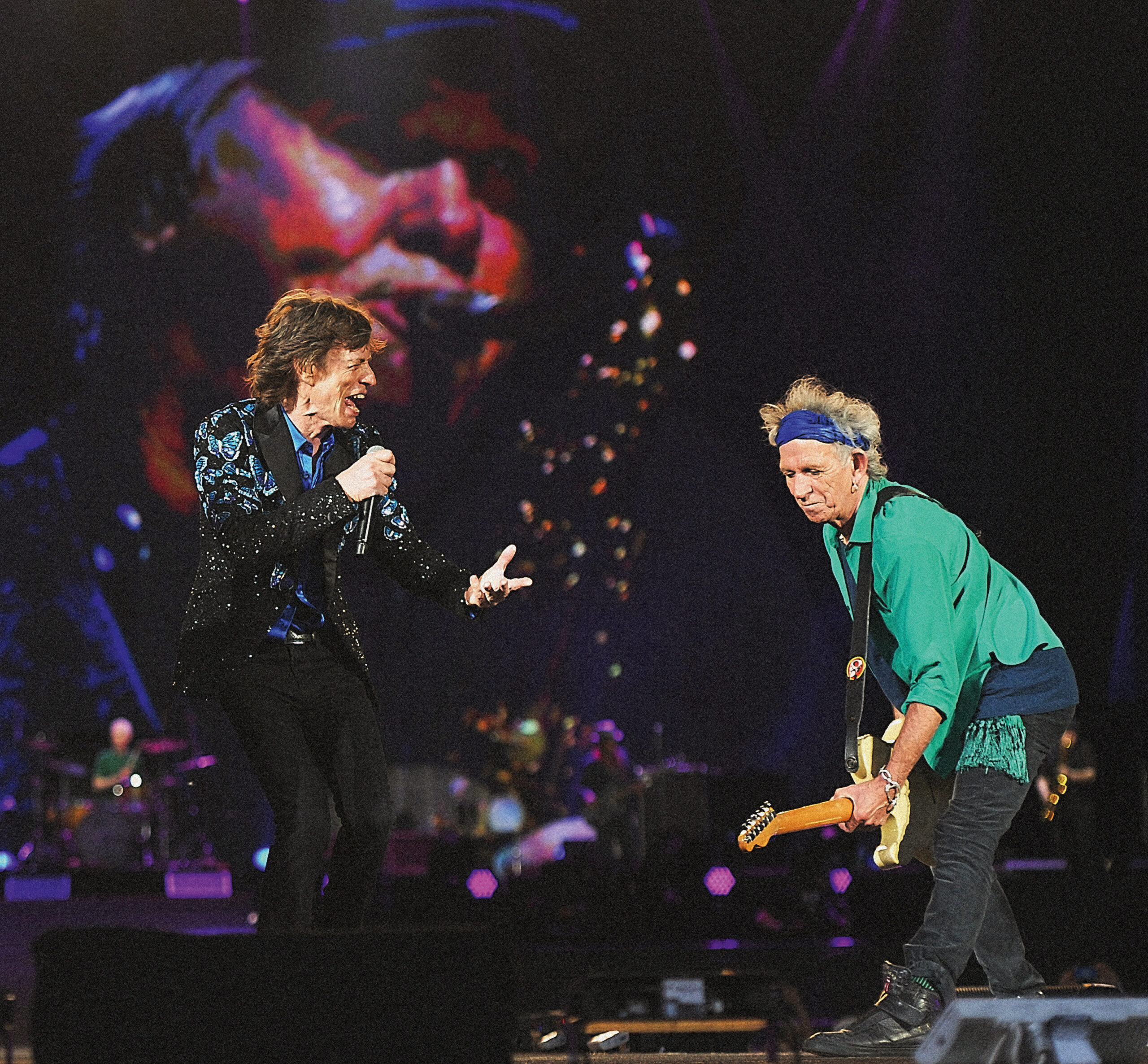 Photo of Mick Jagger & Keith Richards, The Rolling Stones. Photo taken by Brian Rasic